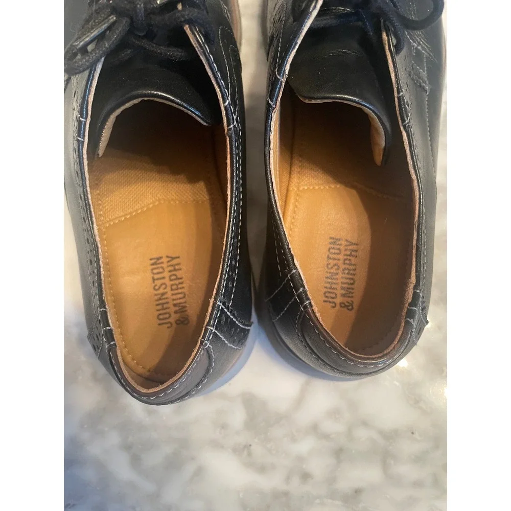 Johnston‎ & Murphy Holden Derby Brogue Black Leather Dress Shoes Boys 6M
